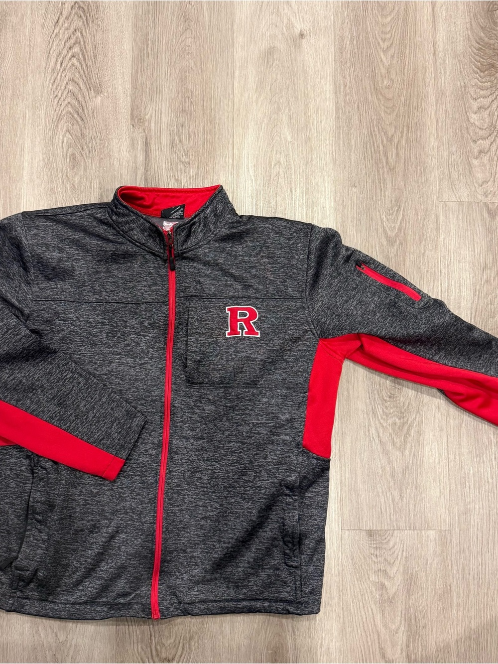 Colosseum Rutgers Grey & Red Athletic Zip Jacket